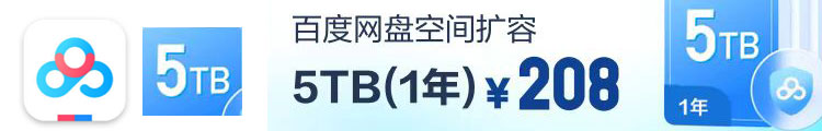 百度网盘5Tb一年208